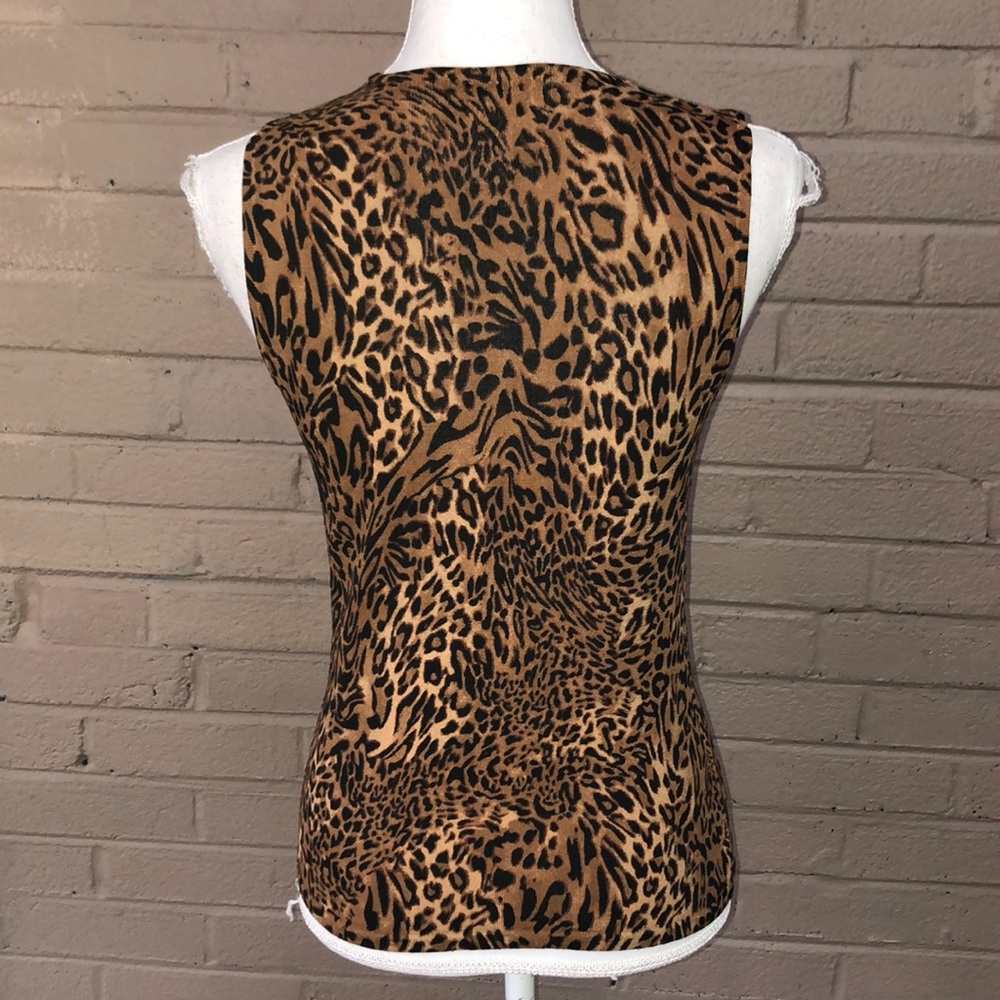 Bloomingdales vintage embellished animal print knit top S - Picture 5 of 8